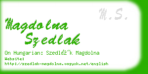 magdolna szedlak business card